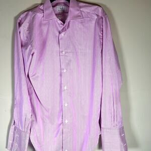 Alfred Dunhill men’s cuflinks shirt in pink and white. Designed in England.
